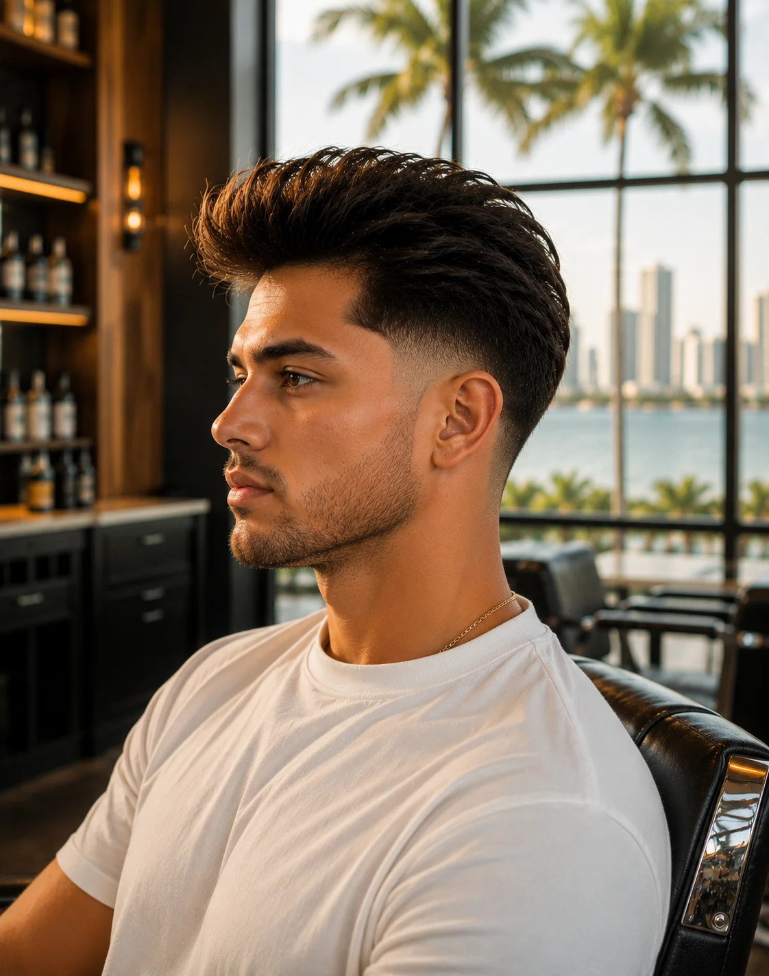 Blowout taper vs taper fade — side profile showing clean mid taper with full volume on top