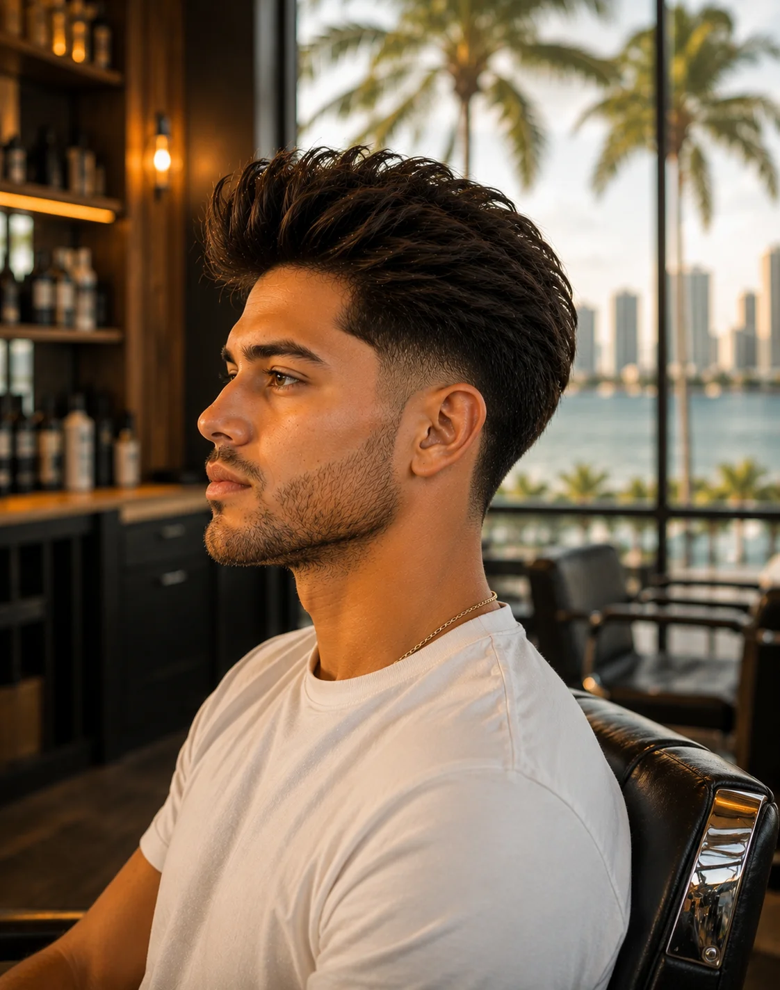 How to do a blowout taper — finished result showing full volume on top and clean mid taper on sides